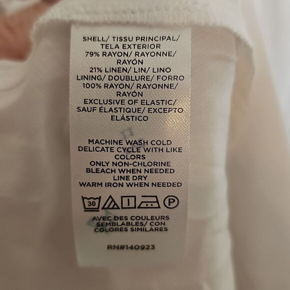 NWT LOFT 14 White Linen Blend Button Front V Neck Women's Dress - Picture 9 of 12